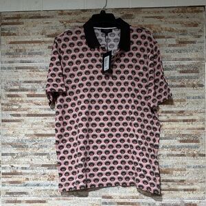 Ted Baker Geometric Pink and Black Polo